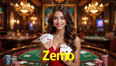 Una escena digital vívida inspirada en casino con Zemo mostrado prominentemente, luces brillantes, fichas, cartas y acentos dorados.